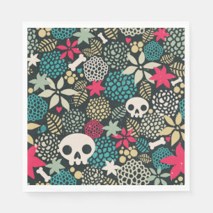 Skull på blommor pappersservett