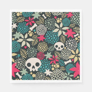 Skull på blommor pappersservett
