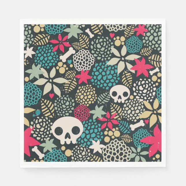Skull på blommor pappersservett (Framsidan)