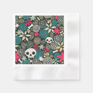 Skull på blommor pappersservett