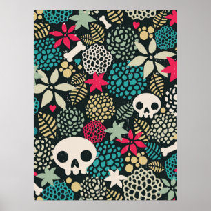Skull på blommor poster
