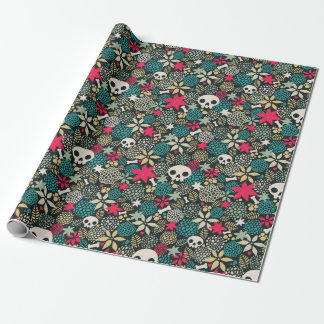 Skull på blommor presentpapper