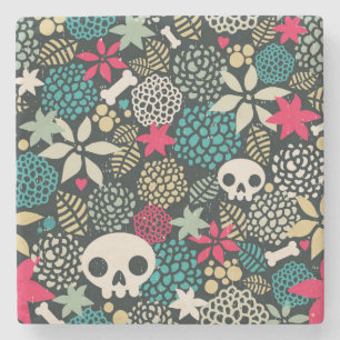 Skull på blommor stenunderlägg