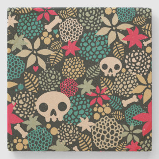 Skull på blommor stenunderlägg