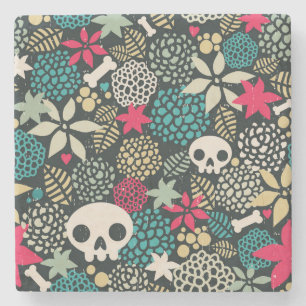 Skull på blommor stenunderlägg