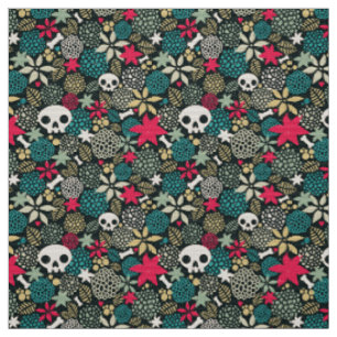 Skull på blommor tyg