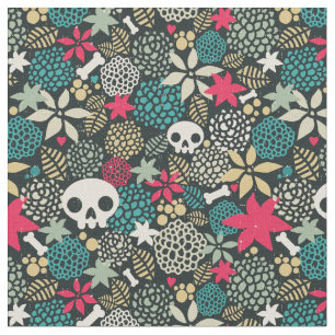 Skull på blommor tyg