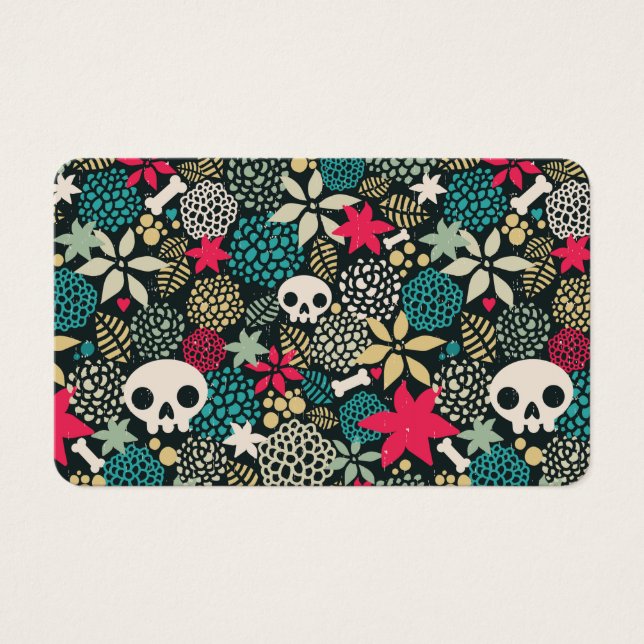 Skull på blommor visitkort (Framsida)