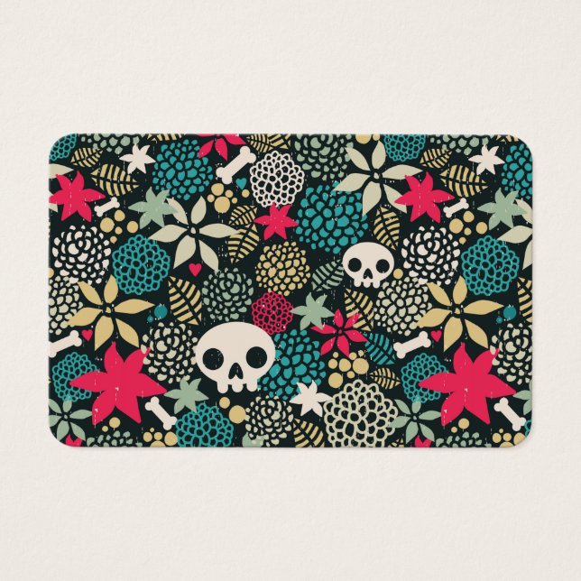 Skull på blommor visitkort (Framsida)