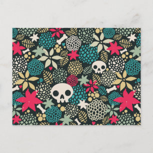 Skull på blommor vykort