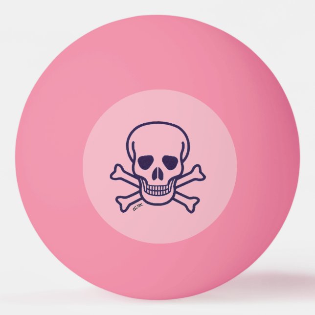 Skull på Bones Rosa orang glo 1 star ping pong bol Pingisboll (Framsidan)