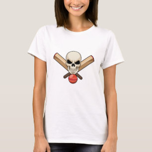 Skull på Cricket med Cricket fladdermus T Shirt