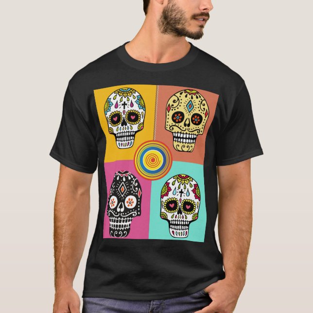 Skull på, Döskallar för mexikanska Coolor  T Shirt (Framsida)