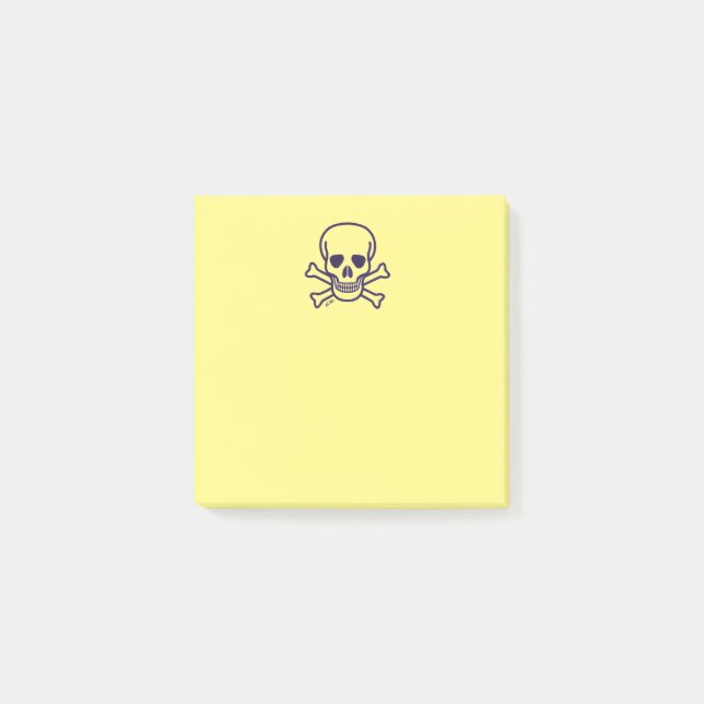 Skull på dynor för Bones gult Note Post-it Block (Framsida)