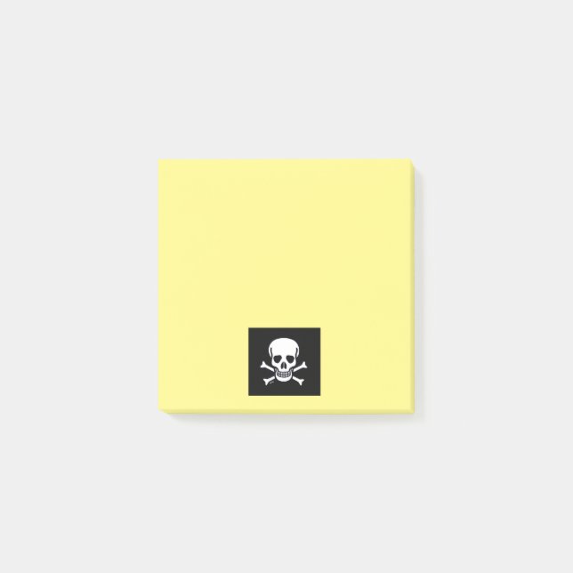 Skull på dynor för svartvit gult i Bones Post-it Block (Framsida)