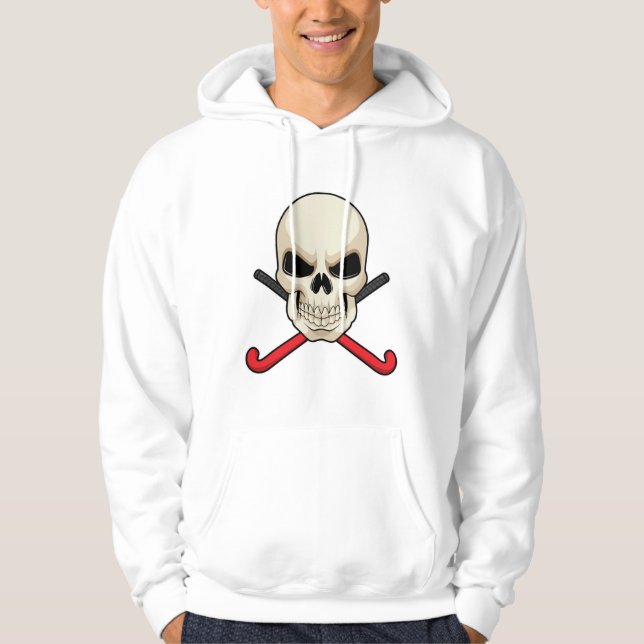 Skull på Hockey med Hockey fladdermus Hoodie (Framsida)