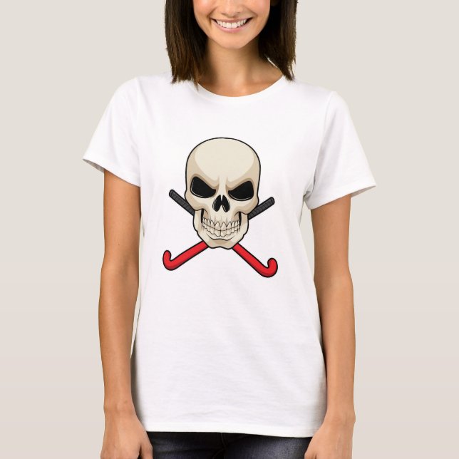 Skull på Hockey med Hockey fladdermus T Shirt (Framsida)