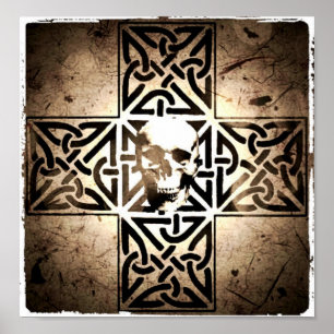 Skull på Kor Black,Sepia,Åldras Poster