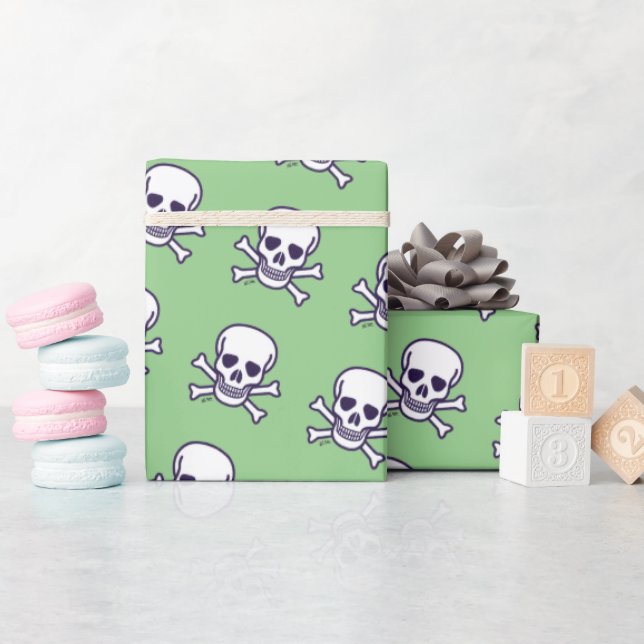 Skull på omslagning av vita gröntar i benen papper presentpapper (Baby Shower)