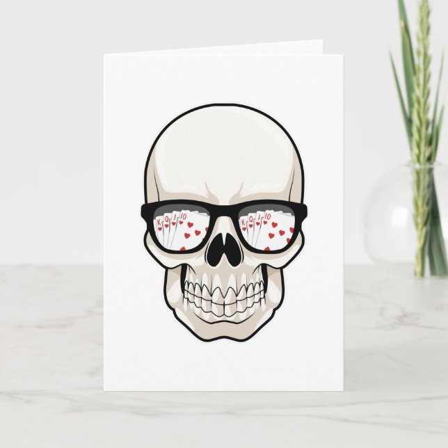 Skull på Poker med solglasögon Kort (Framsida)