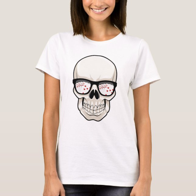 Skull på Poker med solglasögon T Shirt (Framsida)