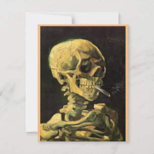Skull på Skeleton,Brinnande cigarett, Van Gogh Tack Kort