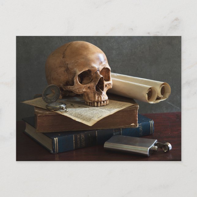 Skull på vykort för Bokar (Framsida)