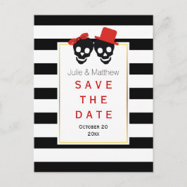 Skull par Halloween red bröllop spara datum Meddelande Vykort