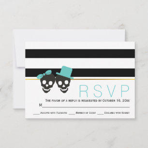 Skull par rand aqua Halloween bröllop OSA Kort