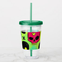 Skull Pattern Acrylic Tumbler Take Away Mugg