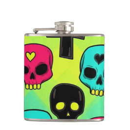 Skull Pattern Flask Fickplunta
