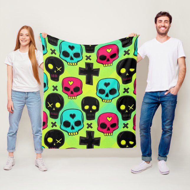 Skull Pattern Fleece Blanket (På plats)