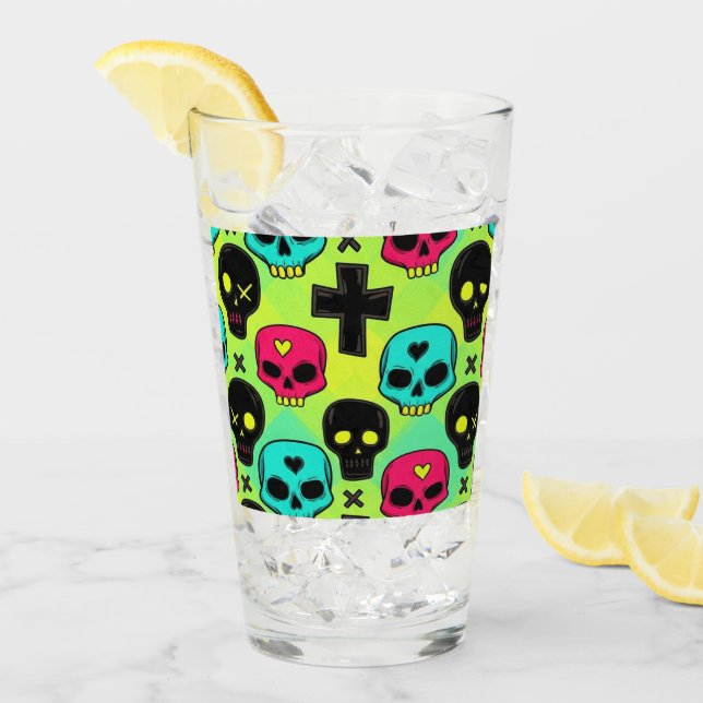 Skull Pattern Glass Cup Glaskopp (Framsida Ice)