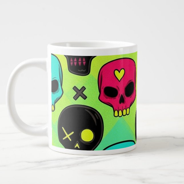Skull Pattern Jumbo Specialty Mug Jumbo Mugg (Vänster)