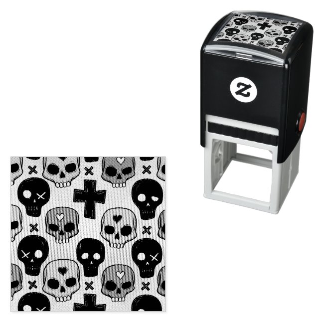 Skull Pattern Self Inking Rubber Stamp Självfärgande Stämpel (In Situ)