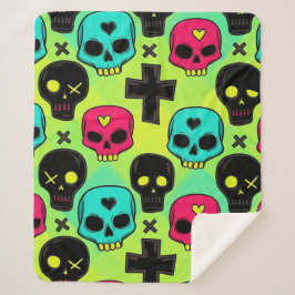 Skull Pattern Sherpa Blanket