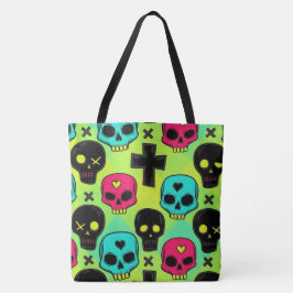 Skull Pattern Tote Bag Tygkasse