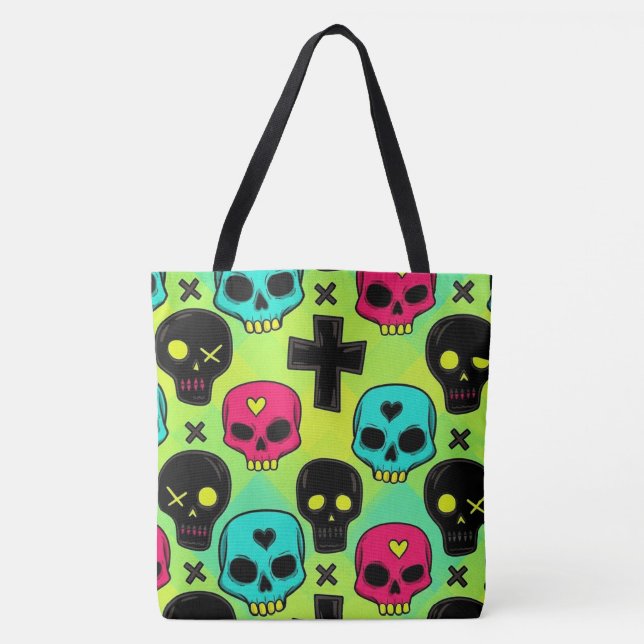 Skull Pattern Tote Bag Tygkasse (Framsida)