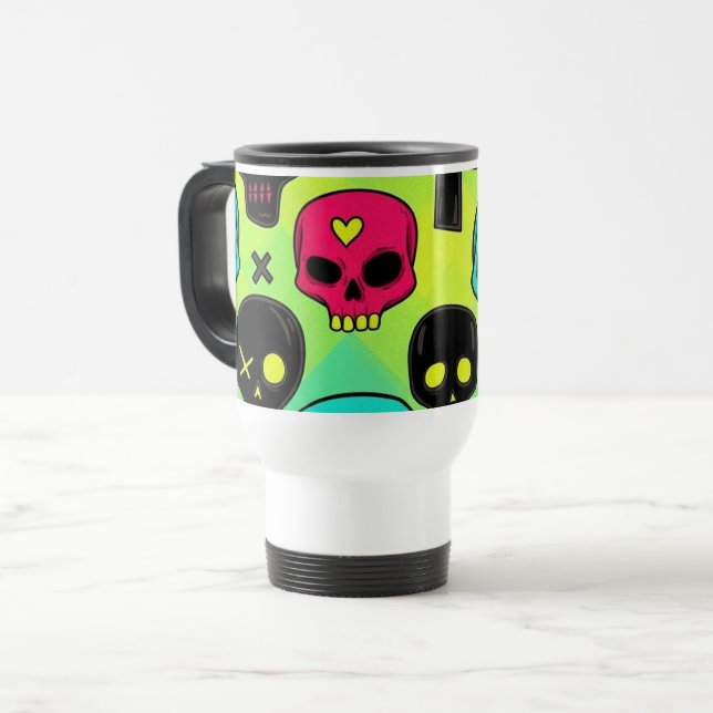 Skull Pattern Travel/Commuter Mug Resemugg (Framsida vänster)