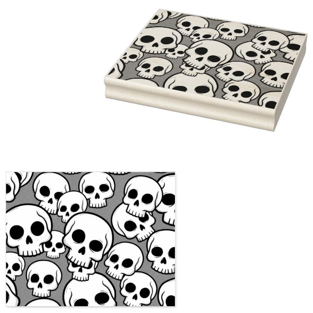Skull Pattern Wood Art Stamp Stämpel (Stämplad)