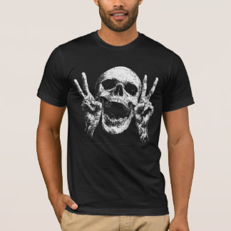 Skull Peace Händer, Mörk Gothic Halloween T Shirt