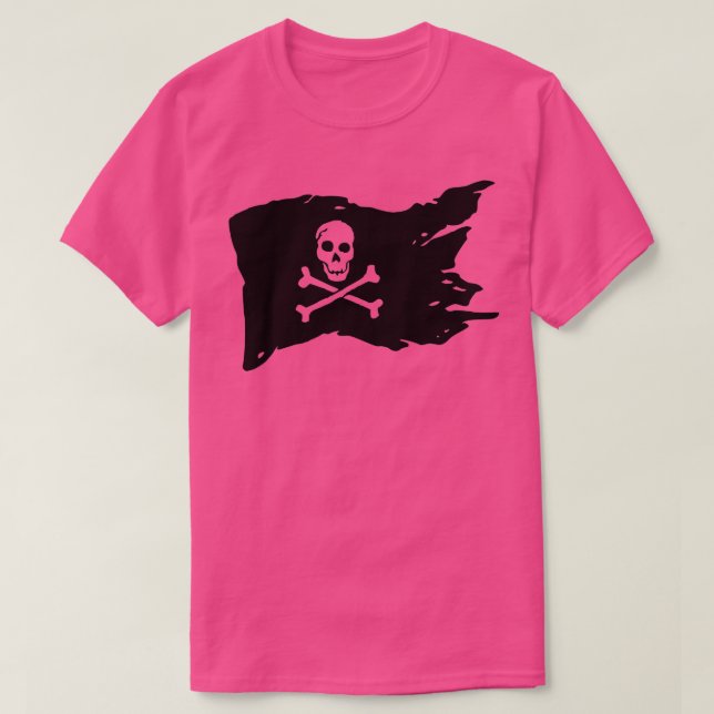 Skull Pirat Flagga - gungande stelben T Shirt (Design framsida)