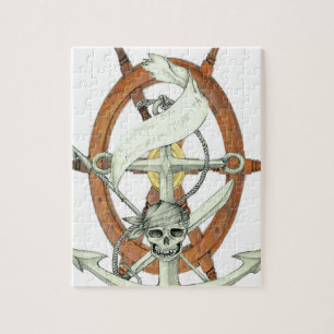 Skull Pirat Frakt Anchor Pussel