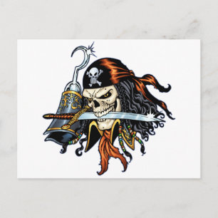 Skull Pirat med Sword och Krok av Al Rio Vykort