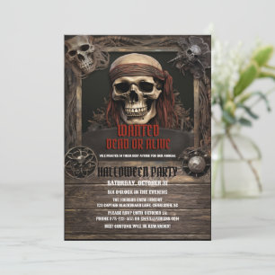 Skull Pirat Wood Inbjudningar