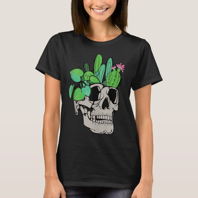 Skull Plant Cute Garden Doll Planters Funny Garden T Shirt (Framsida)