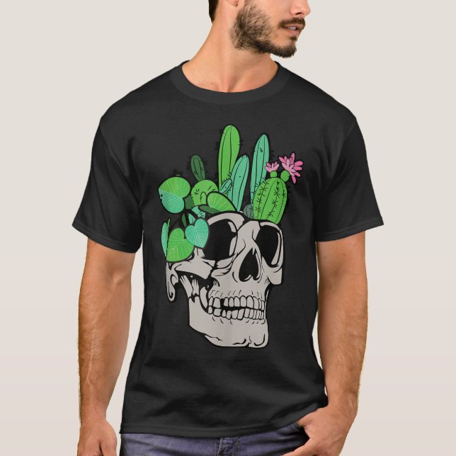 Skull Plant Cute Garden Doll Planters Funny Garden T Shirt (Framsida)