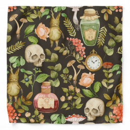 Skull Plant Mushroom Flower Abstrakt Halloween Bandana