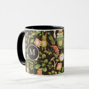 Skull Plant Mushroom Flower Abstrakt Halloween Mugg