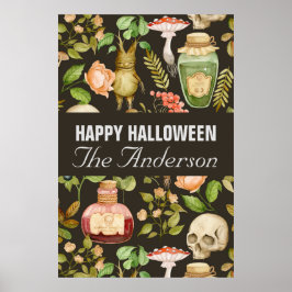 Skull Plant Mushroom Flower Abstrakt Halloween Poster